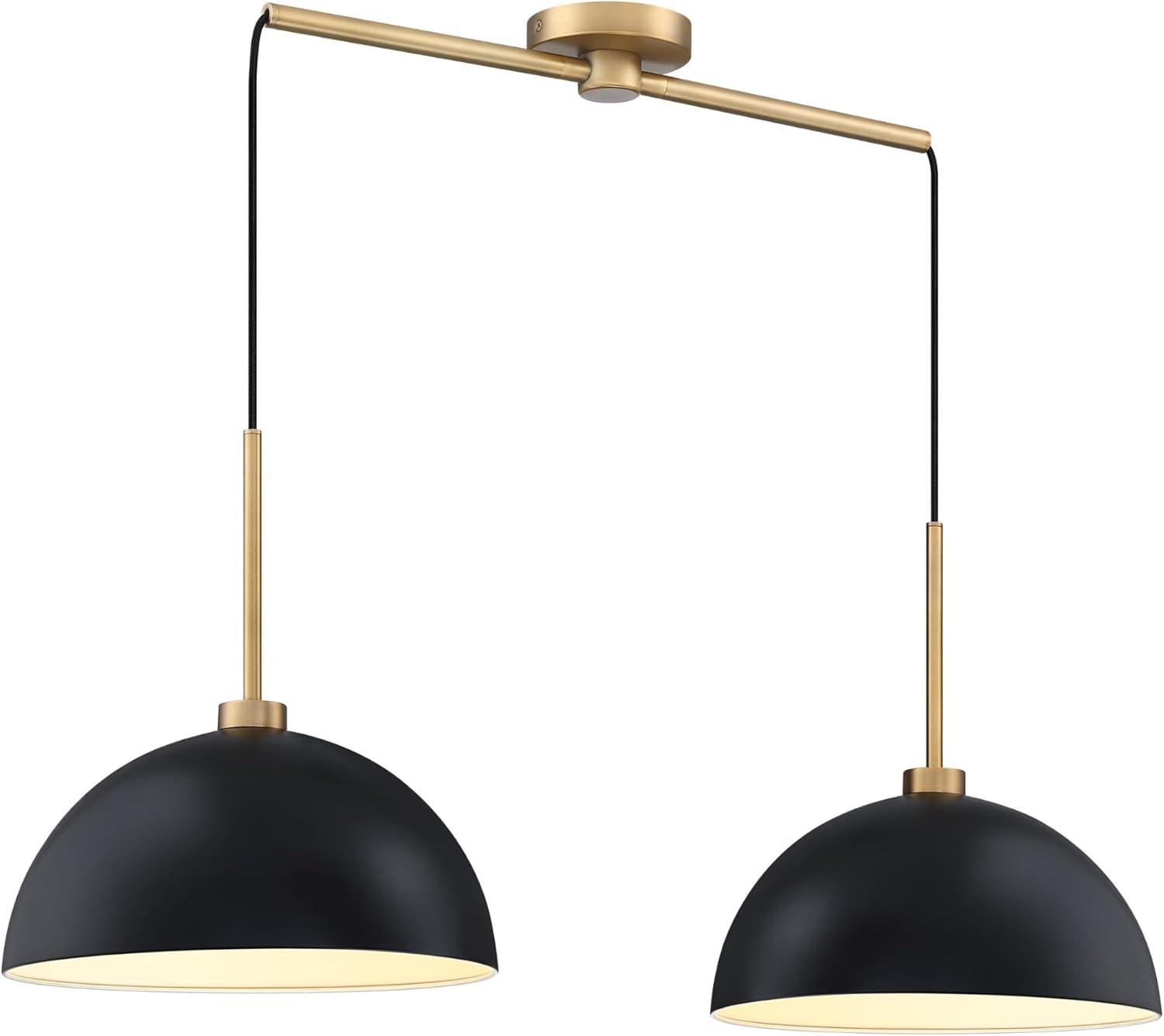 Nathan James 2-Light Percy Modern Island Pendant Ceiling Fixture Light Black/Gold