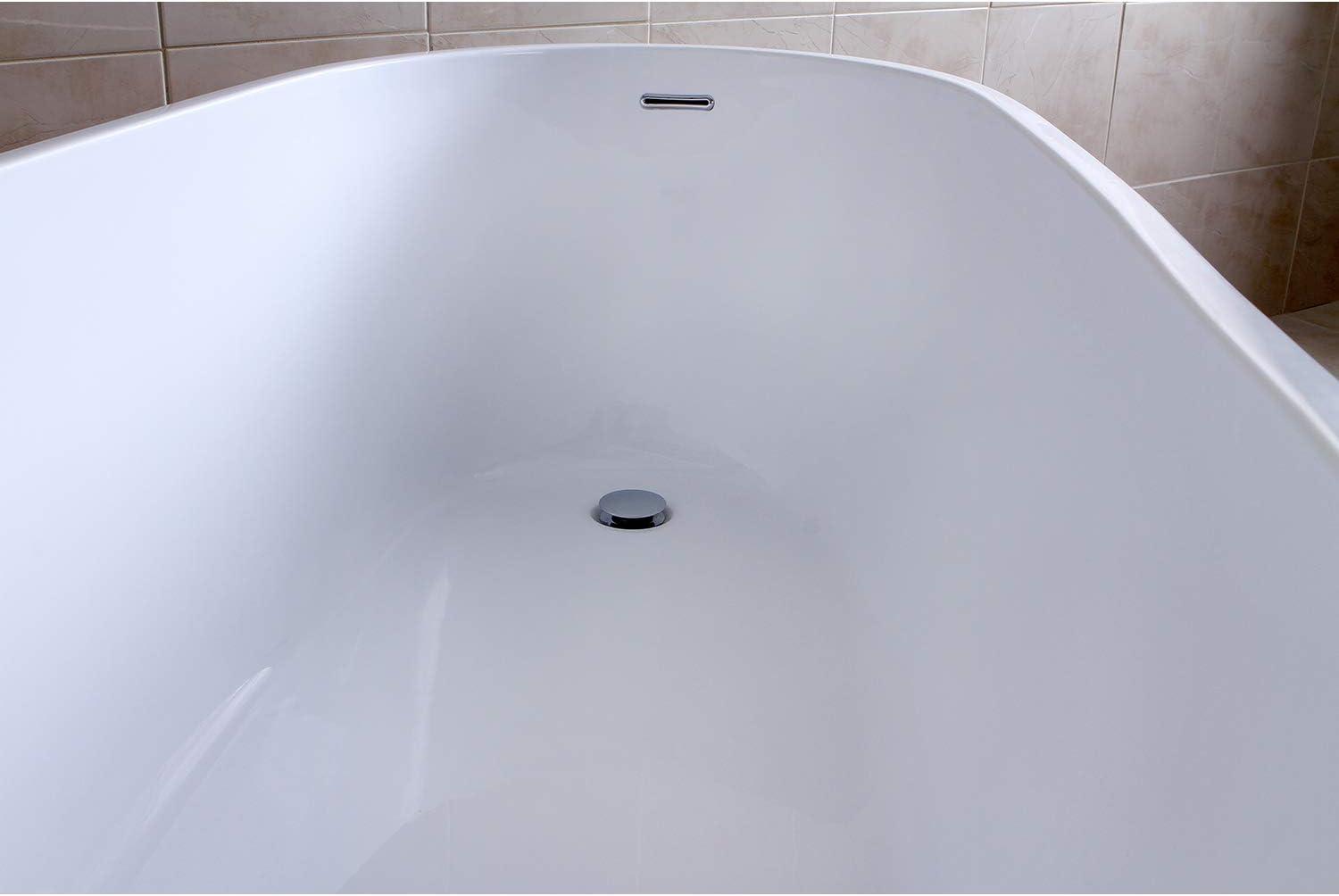 Kingston Brass Aqua Eden 68-Inch Acrylic Oval Single Slipper Freestanding Tub with Drain