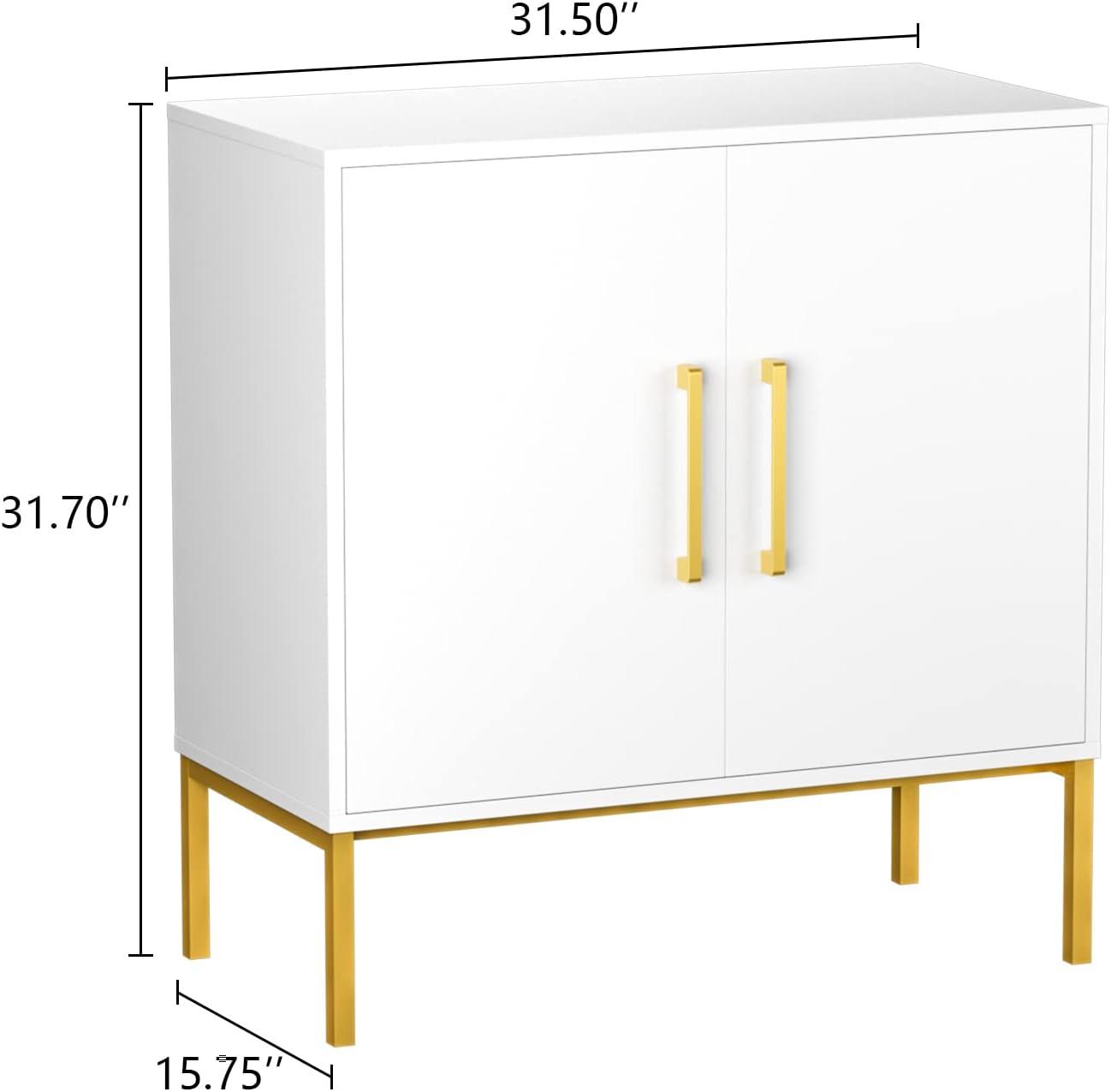 CARPETNAL Siedeboard Buffet Cabinet, White Side Storage Cabinet with Doors and Adjustable Shelves, Accent Cabinet for Kitchen, Living Room, Dining Room, Office, Hallway, Entryway