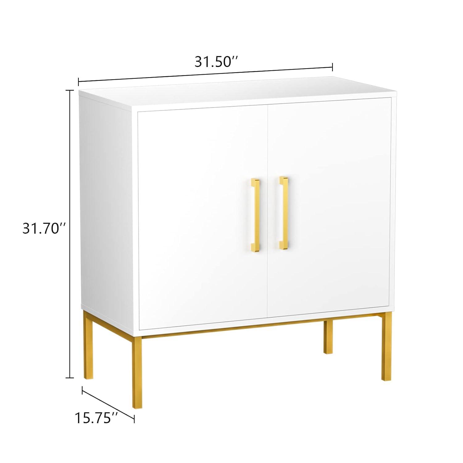 CARPETNAL Siedeboard Buffet Cabinet, White Side Storage Cabinet with Doors and Adjustable Shelves, Accent Cabinet for Kitchen, Living Room, Dining Room, Office, Hallway, Entryway