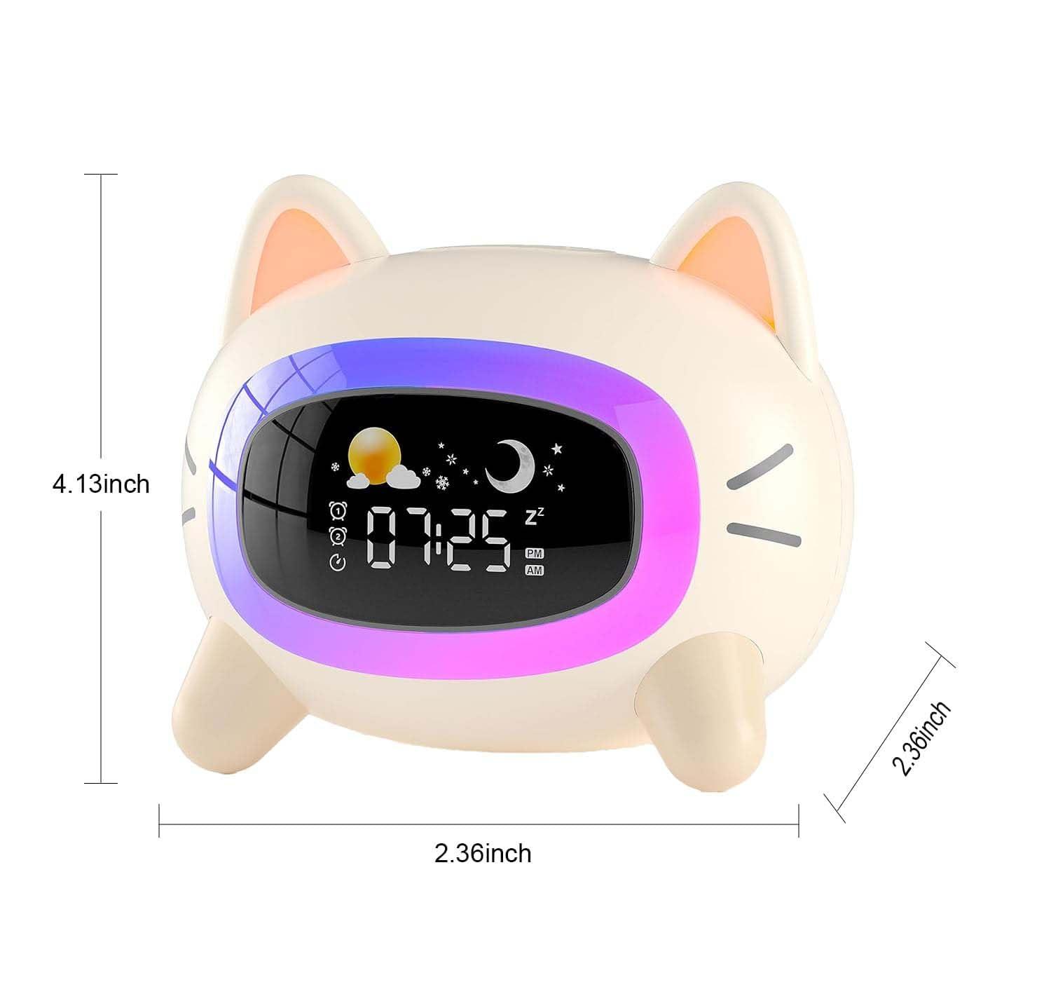 Kids Alarm Clock Ok to Wake Alarm Clock for Kids, Toddlers Night Light Clock for Bedroom, Cat Alarm Clock with Sleep Training and Sound Machine, Birthday Gift for Boy Girls Children