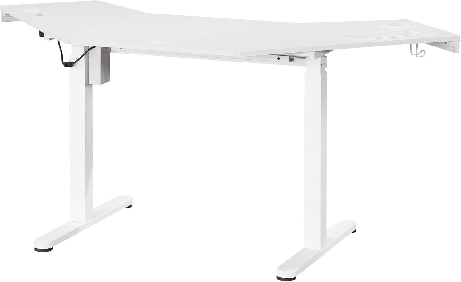 Stealth Sit-to-Stand Height Adjustable Corner Desk in White Engineered Wood