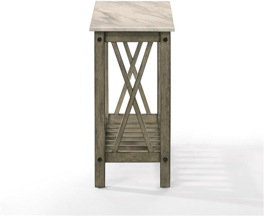 New Classic Furniture Eden 1-Shelf Faux Marble & Wood End Table in Gray