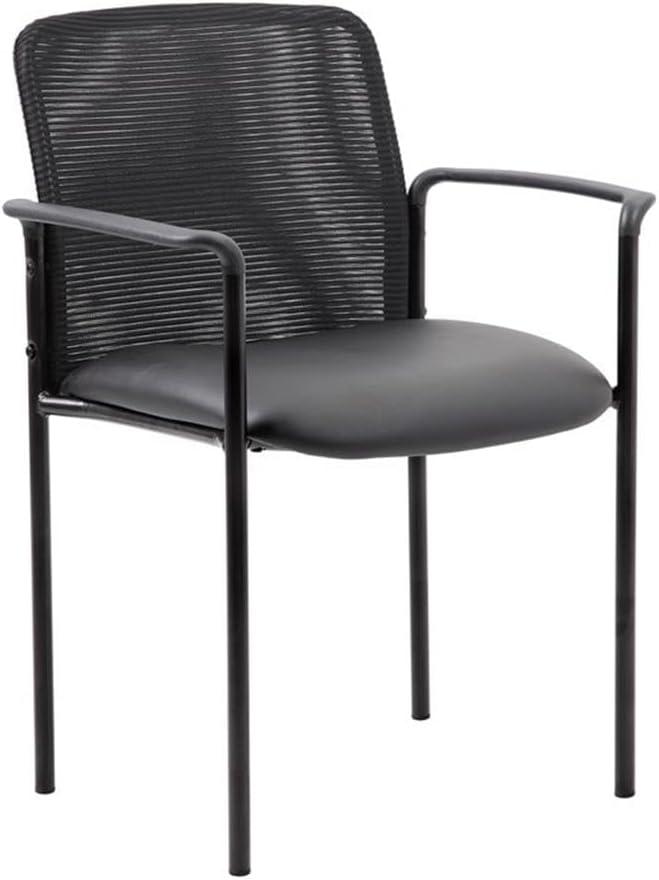 Guest Chair Black - Boss Office Products: Modern Upholstered Office Seating with Lumbar Support, Fixed Arms