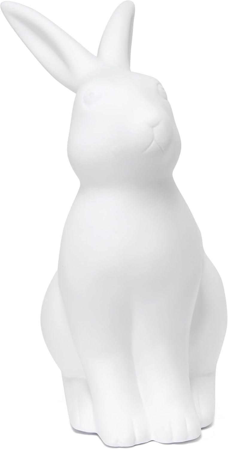 Gracie Oaks Creekwood Home 10.43" Glowing Ceramic Bunny Rabbit Light, For Home Décor, Nightstand, End Table, Entryway, Bookshelf, Kid's Room, White