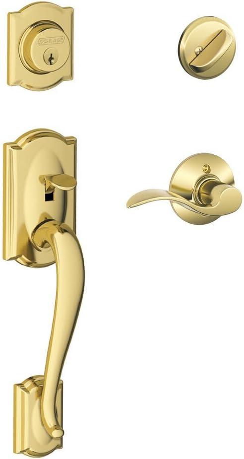 Camelot Handleset with Deadbolt and Accent Door Lever and Rosette