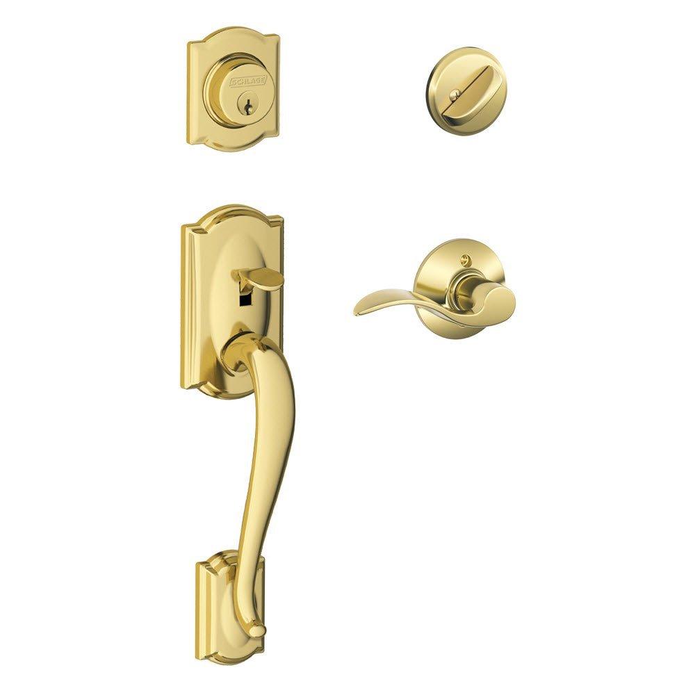 Camelot Handleset with Deadbolt and Accent Door Lever and Rosette