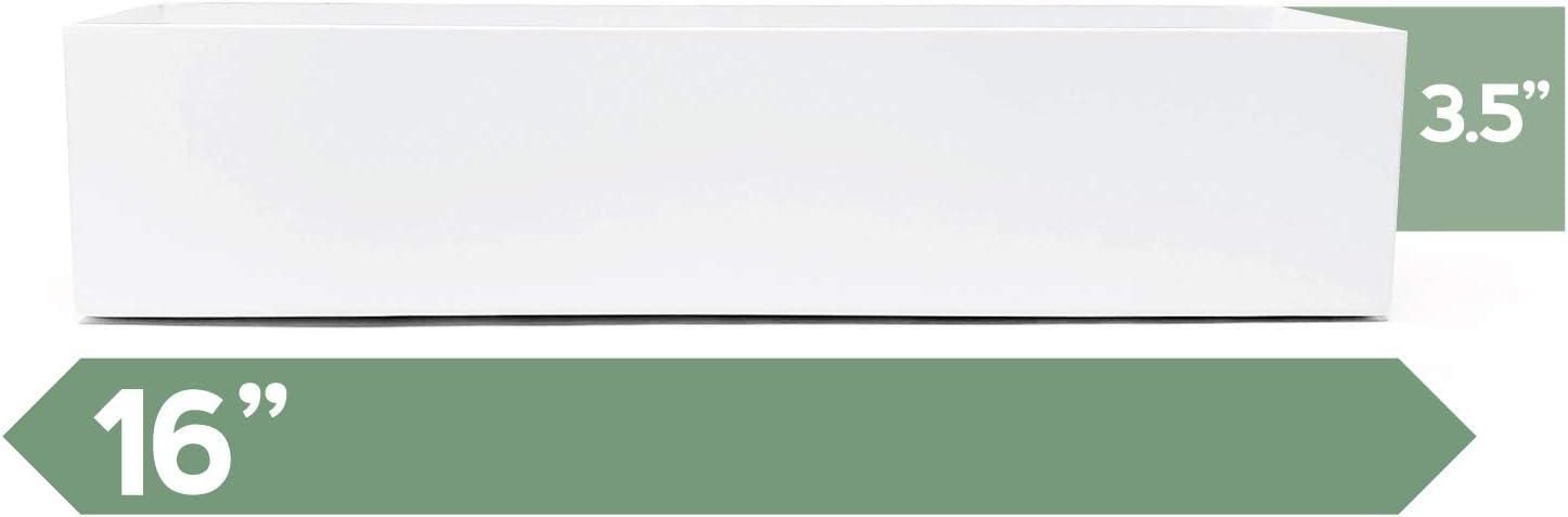 Modern White Steel Rectangular Outdoor Planter, 16 Inch