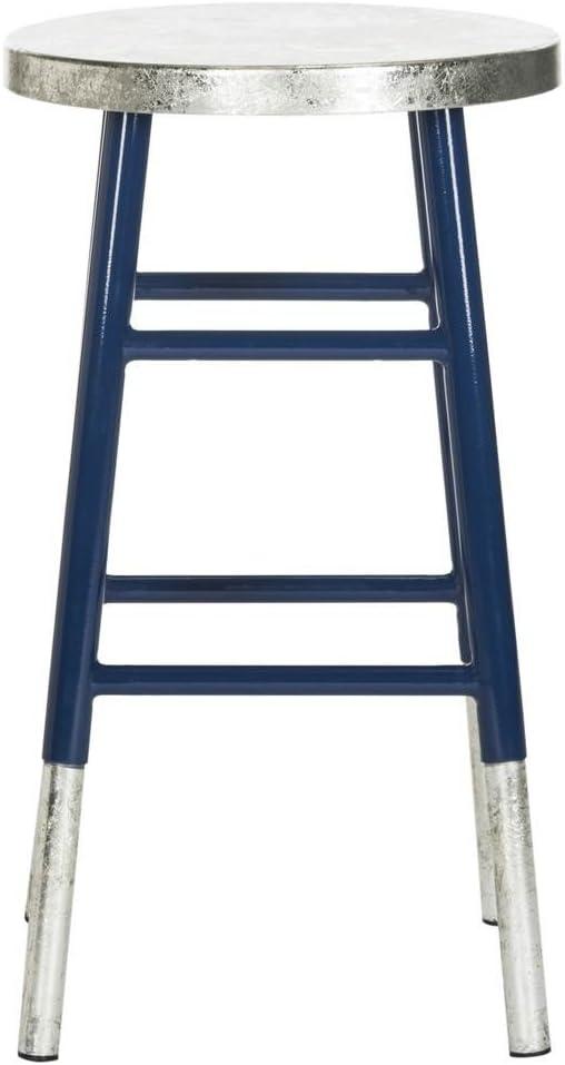 Kenzie Silver Dipped Counter Stool - FOX3211 - Navy/Silver - Safavieh Couture