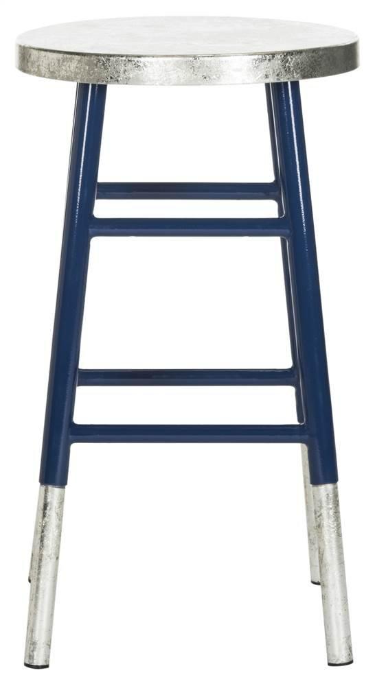 Kenzie Silver Dipped Counter Stool - FOX3211 - Navy/Silver - Safavieh Couture