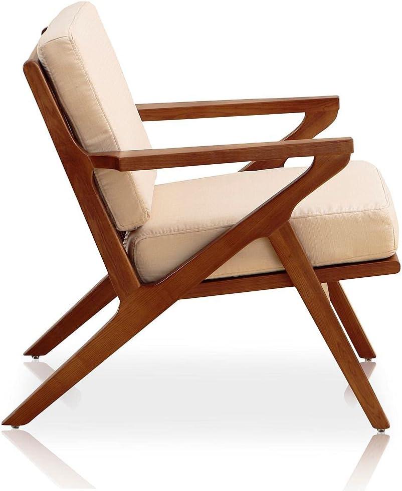 Martelle Cream and Amber Twill Weave Solid Ashwood Accent Chair