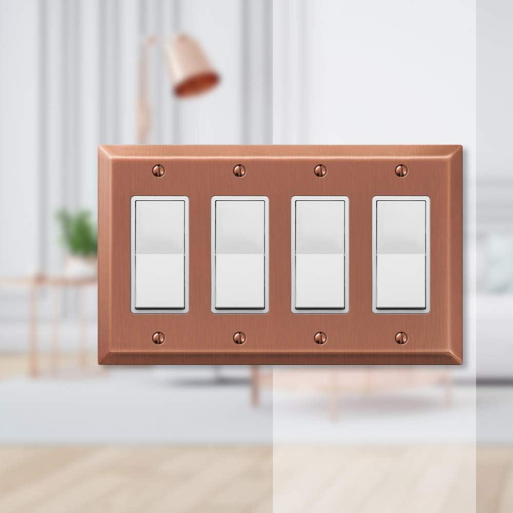 Amerelle 163R4AC Century Wallplate, 4 Rocker, Steel, Antique Copper, 1-Pack