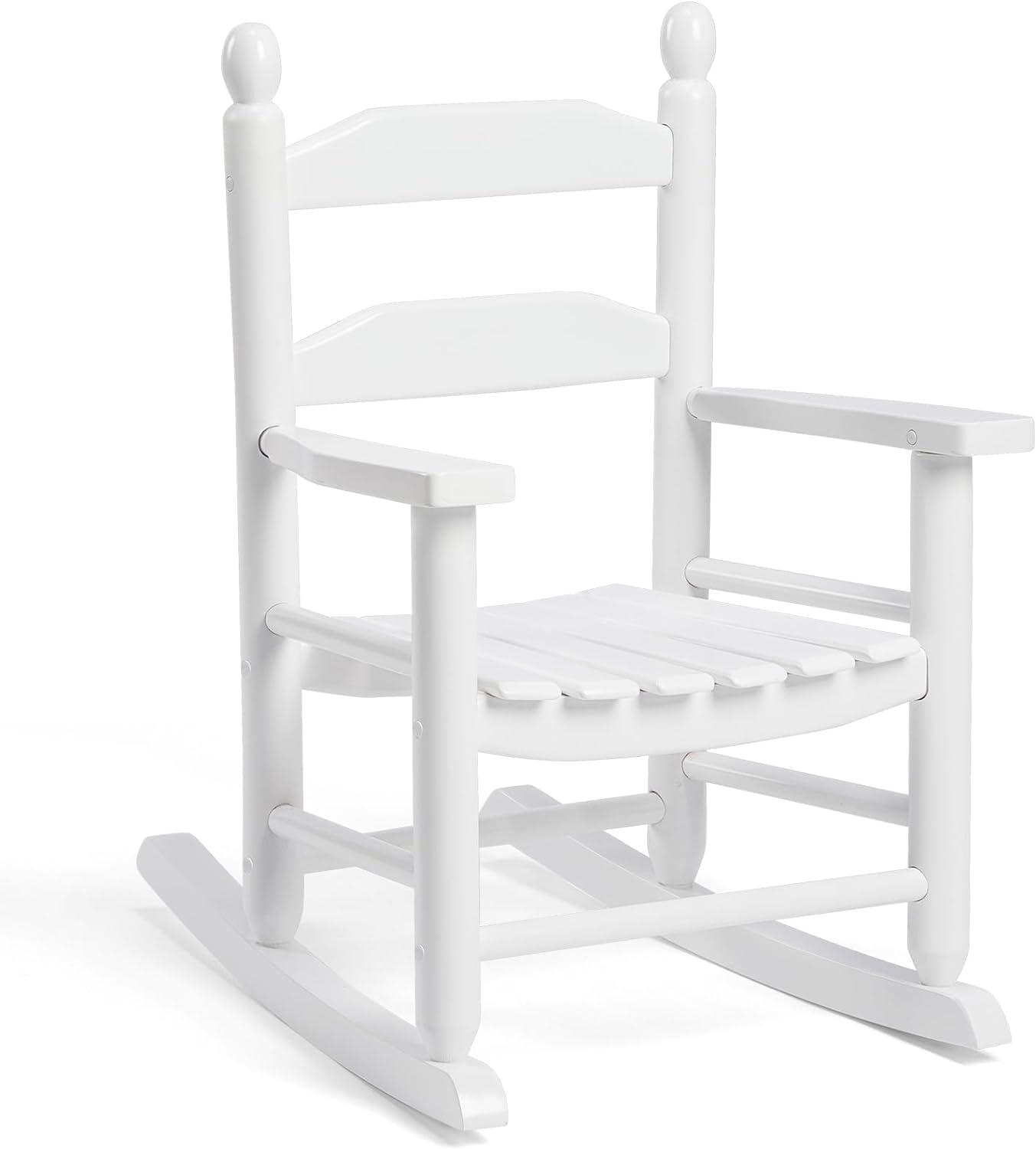 Child's Wood Porch Rocker - Perfect for Indoor or Outdoor All Weather Porch Rocker for Garden,Lawn,Balcony,Backyard and Patio Porch Rocker Use - Suitable for 3-7 Years Old(White)