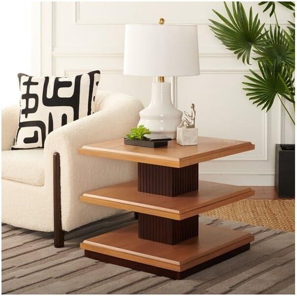 Suette 2 Shelf Accent Table - ACC5001A - Natural/Walnut - Safavieh