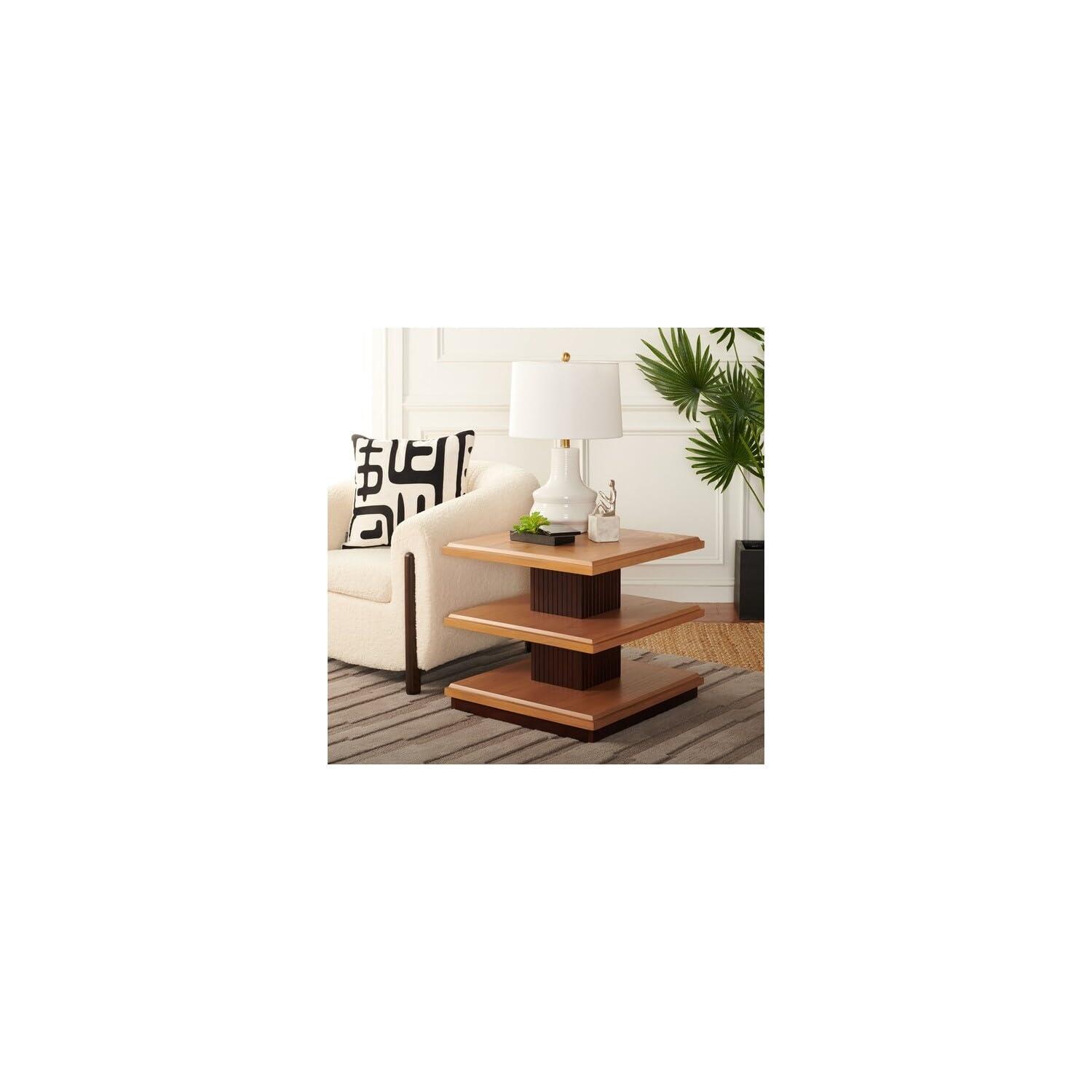 Suette 2 Shelf Accent Table - ACC5001A - Natural/Walnut - Safavieh