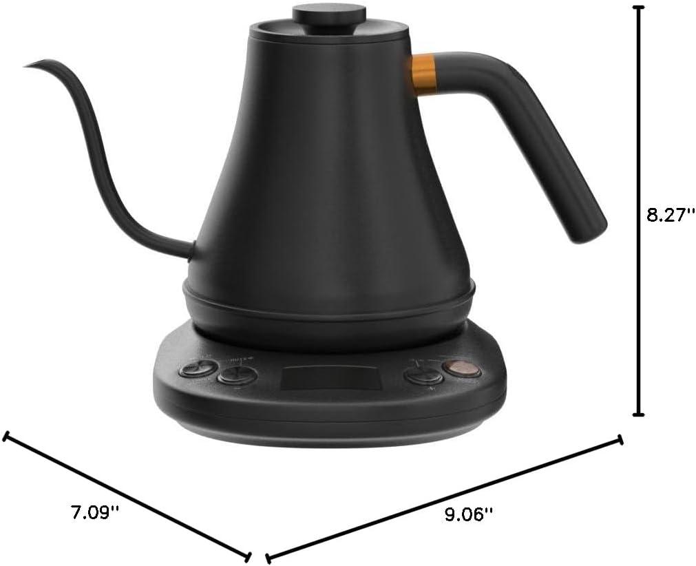 Mecity Electric Gooseneck Kettle With LCD Display Automatic Shut Off Coffee Kettle Temperature Control Hot Water Boiler to Pour Over Tea, 1200 Watt Quick Heating Tea Pot, 0.8L, Matt Black