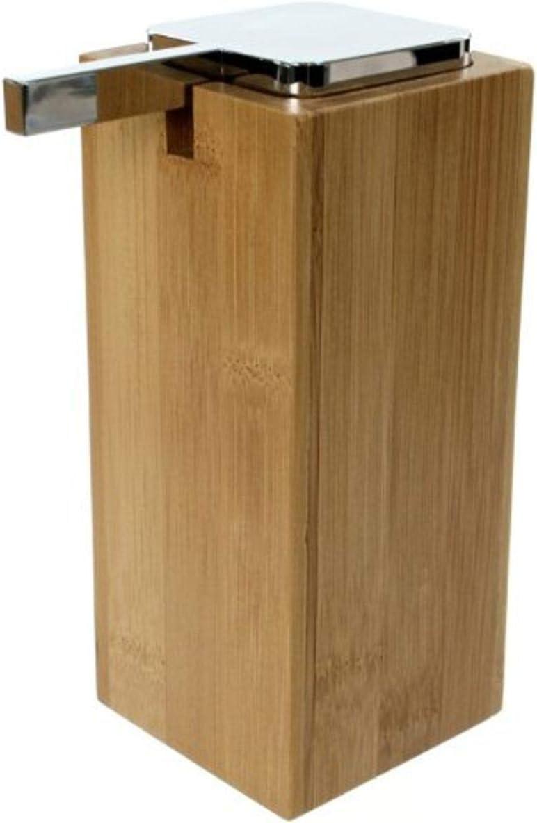 Bamboo and Chrome Contemporary Soap Dispenser