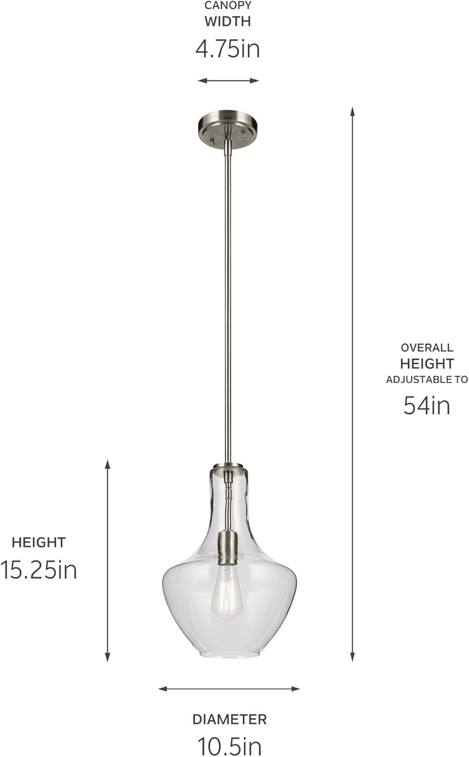 Everly 15.25" 1 Light Bell Pendant Clear Glass Chrome