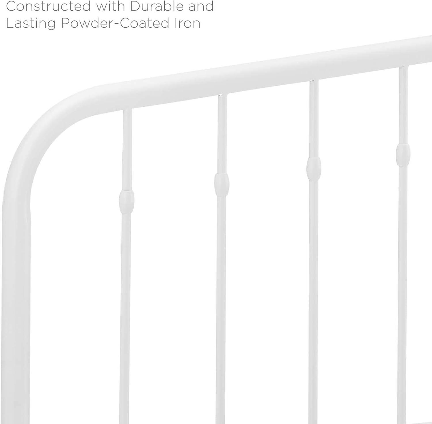 Lennon White Twin Metal Headboard with Adjustable Height