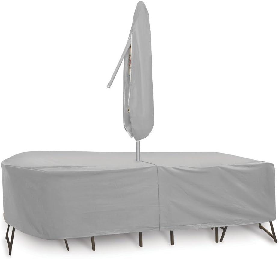 Oval/Rect Table & Chair Cover for 80"-96" table with 6 chairs, 30" height; includes umbrella hole