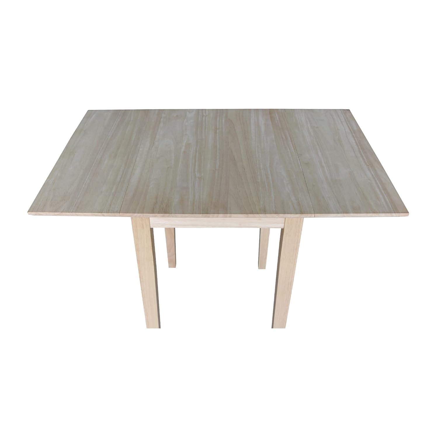 International Concepts Solid Wood Drop Leaf Casual Kitchen and Dining Table - Unfinished