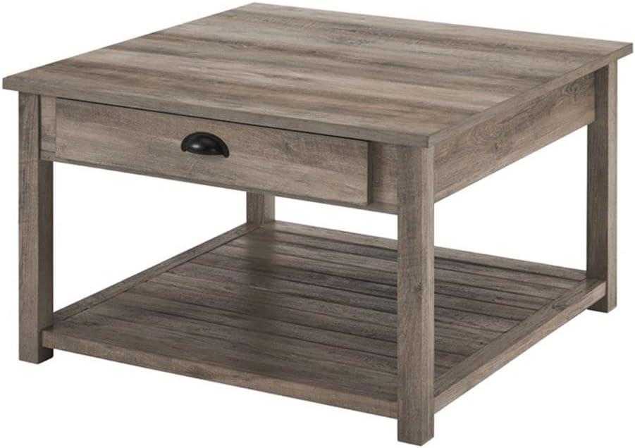 30" Square Country Coffee Table - Grey Wash