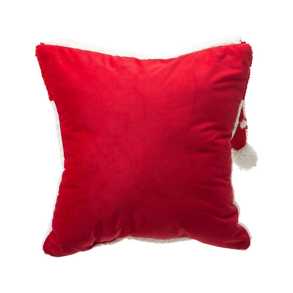13.75" Red and White Unique Hooked 3D Snowman Pillow