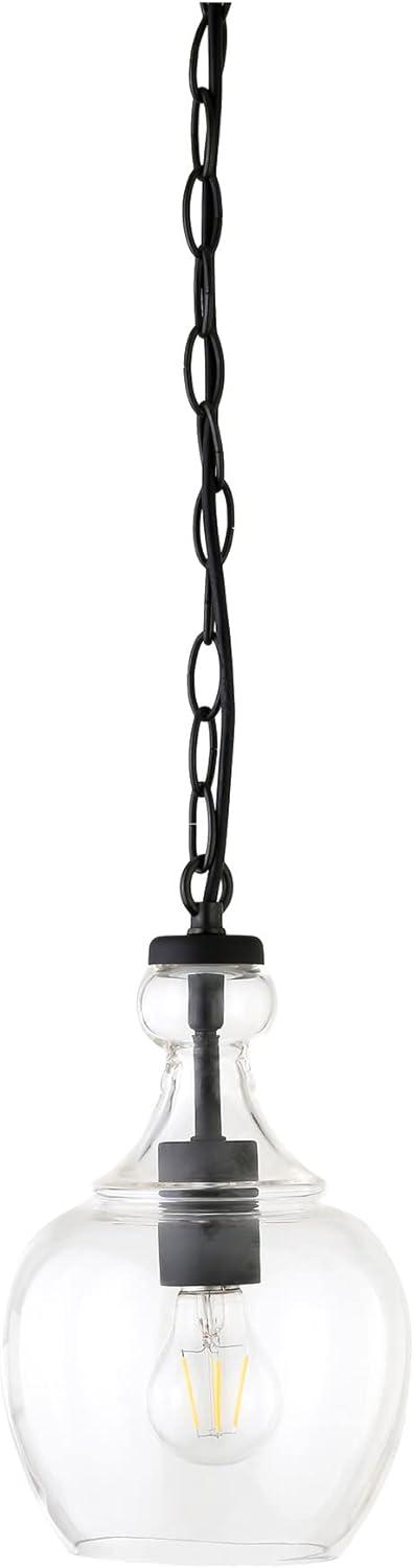 Evelyn&Zoe 7" Brushed Nickel Finish Metal/Glass Pendant