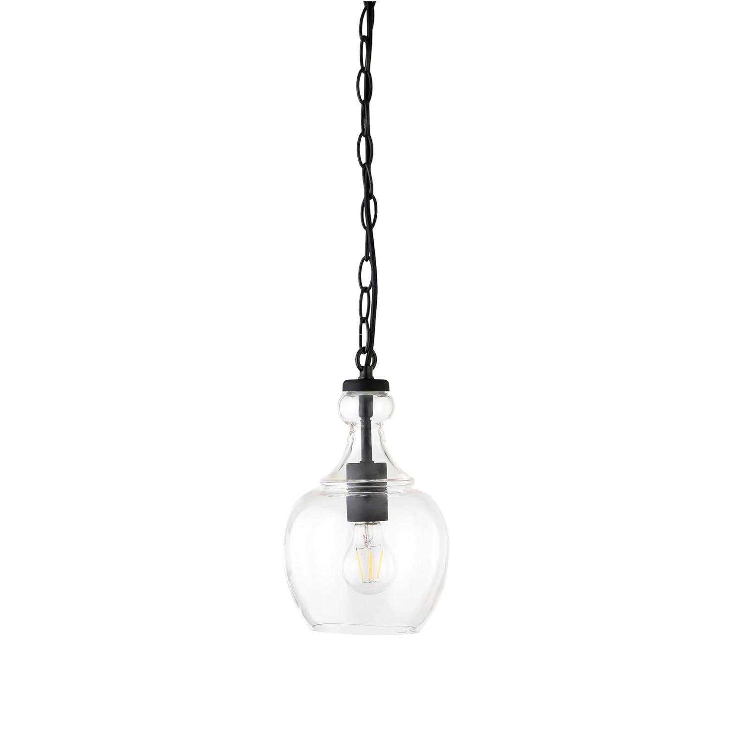 Evelyn&Zoe 7" Brushed Nickel Finish Metal/Glass Pendant