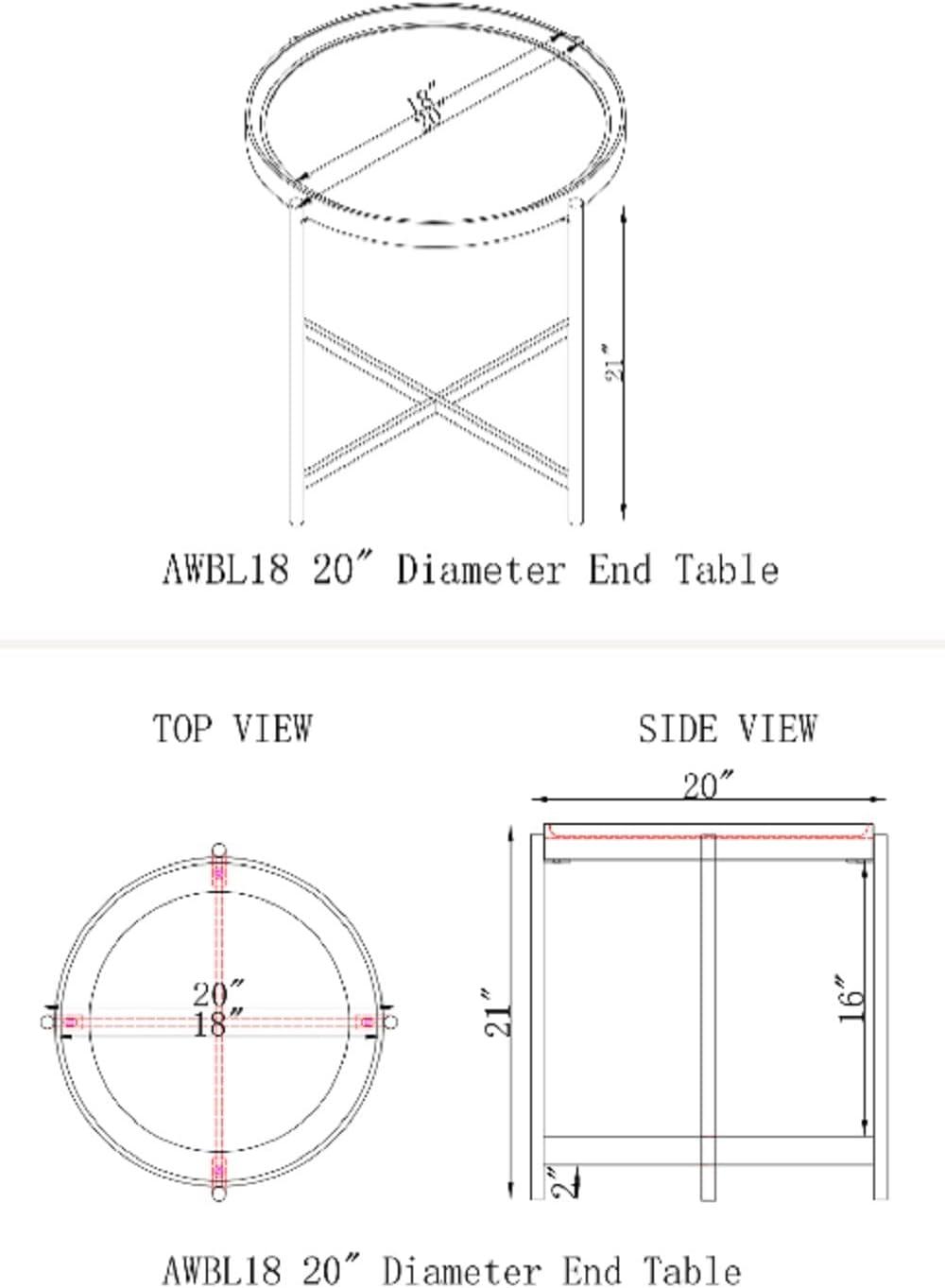 Brookline 22.5" Round Concrete-Coated Wood and Metal End Table