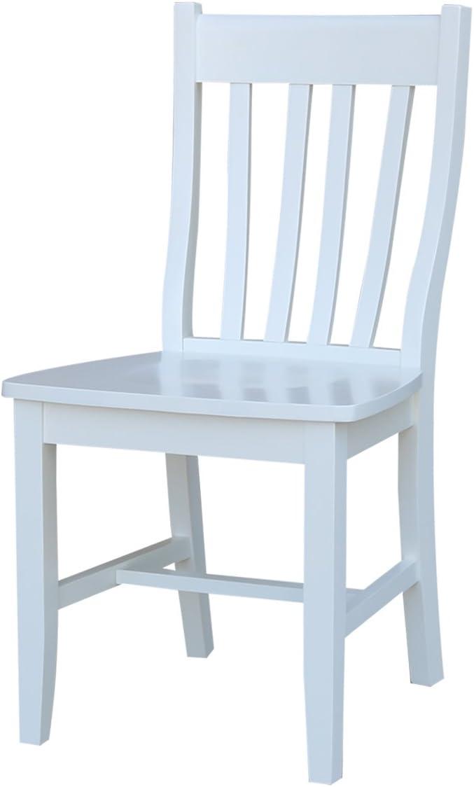 Elegant White Solid Wood High Slat Side Chairs, Set of 2