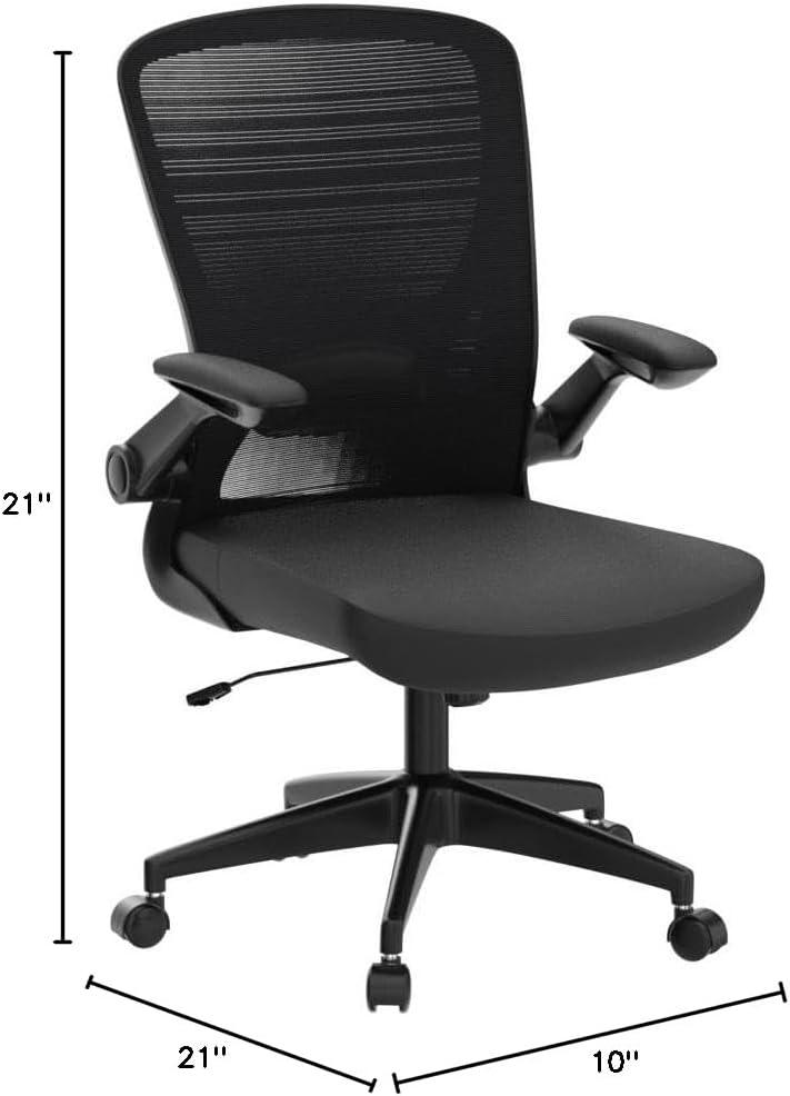 Ergonomic Office Chair, KERDOM Breathable Mesh Desk Chair, Lumbar Support Computer Chair with Wheels and Flip-up Arms, Swivel Task Chair, Adjustable Height Home Gaming Chair (Black)Ergonomic Office Chair, KERDOM Breathable Mesh Desk Chair, Lumbar Support Computer Chair with Wheels and Flip-up Arms, Swivel Task Chair, Adjustable Height Home Gaming Chair (Black)