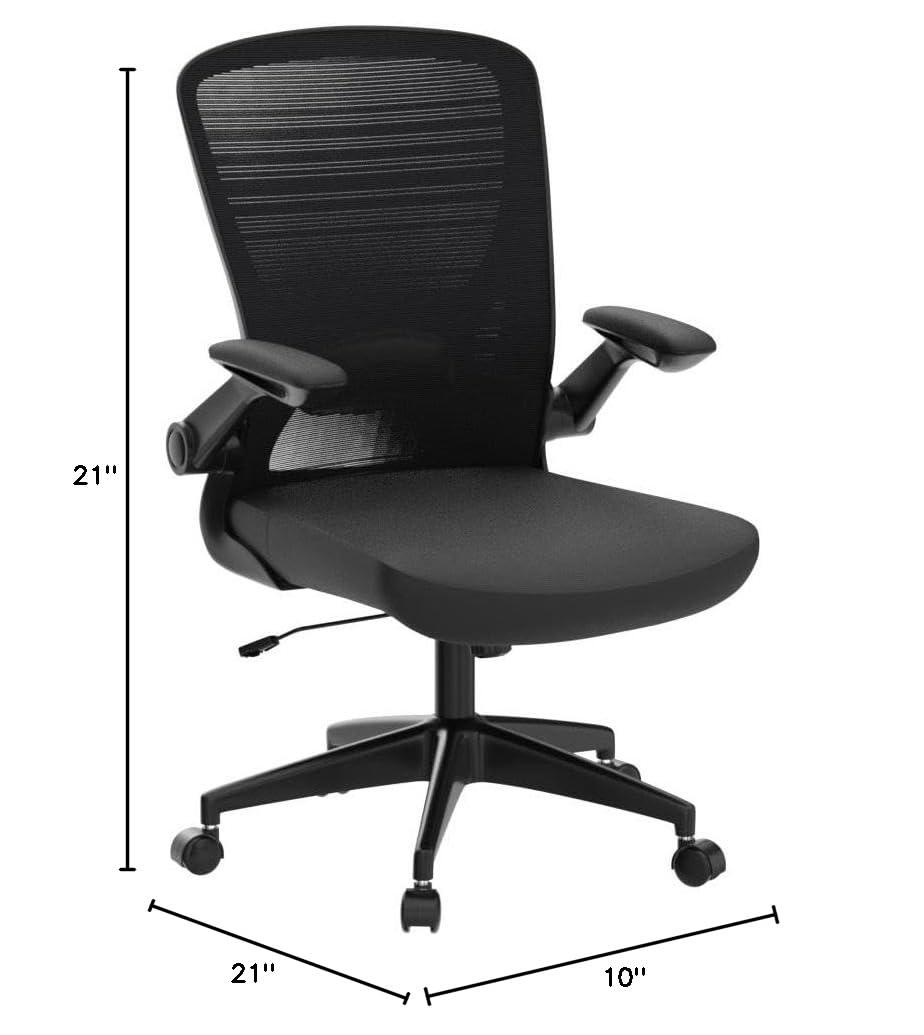 Ergonomic Office Chair, KERDOM Breathable Mesh Desk Chair, Lumbar Support Computer Chair with Wheels and Flip-up Arms, Swivel Task Chair, Adjustable Height Home Gaming Chair (Black)Ergonomic Office Chair, KERDOM Breathable Mesh Desk Chair, Lumbar Support Computer Chair with Wheels and Flip-up Arms, Swivel Task Chair, Adjustable Height Home Gaming Chair (Black)