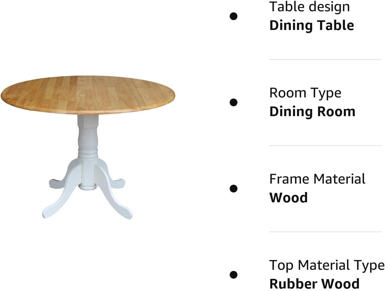 Cottage Charm Off-White Round Wood Extendable Dining Table