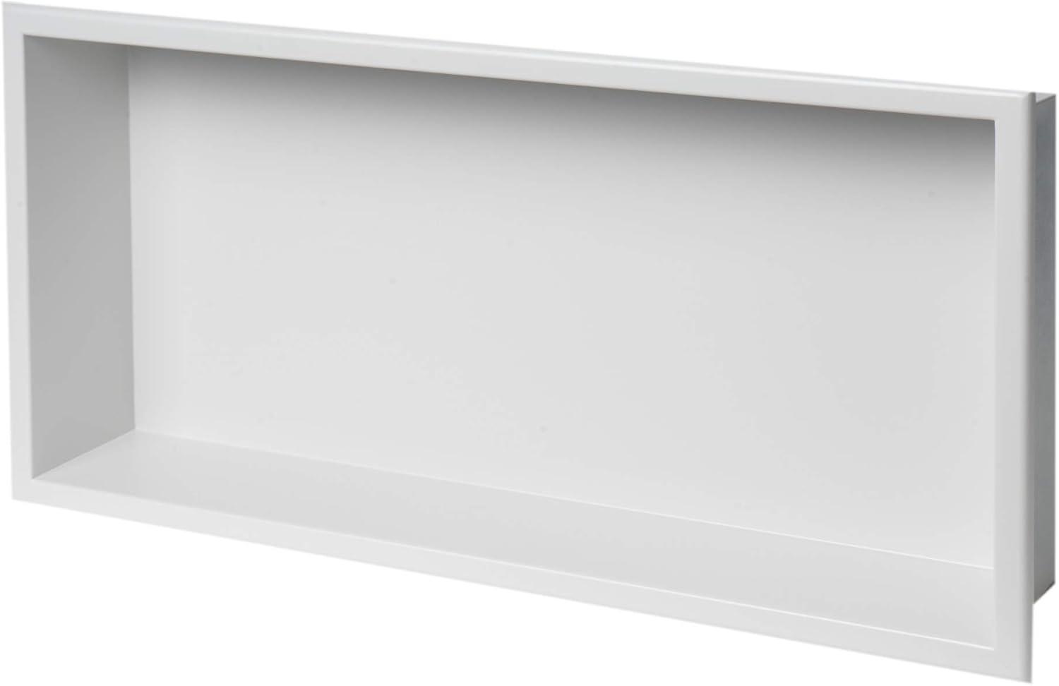 ALFI brand ABNC2412-W 24 x 12 White Matte Stainless Steel Horizontal Single Shelf Bath Shower Niche