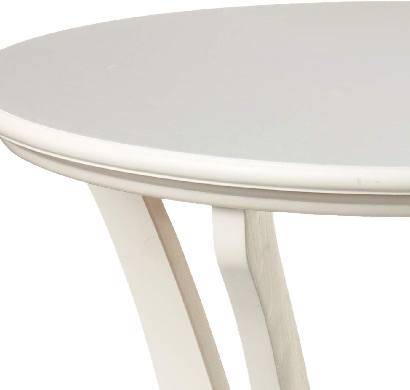 White Round Wood Pedestal End Table