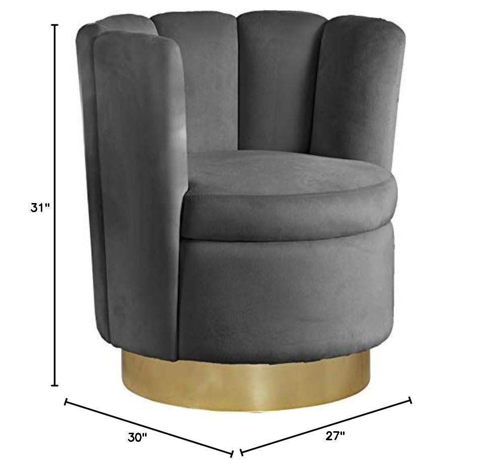 Meridian Furniture Lily Cream Velvet Swivel Accent Chair