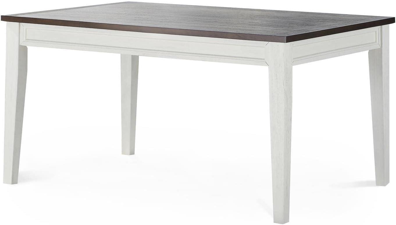 Caylie Two-Tone Ivory and Driftwood Rectangular Dining Table