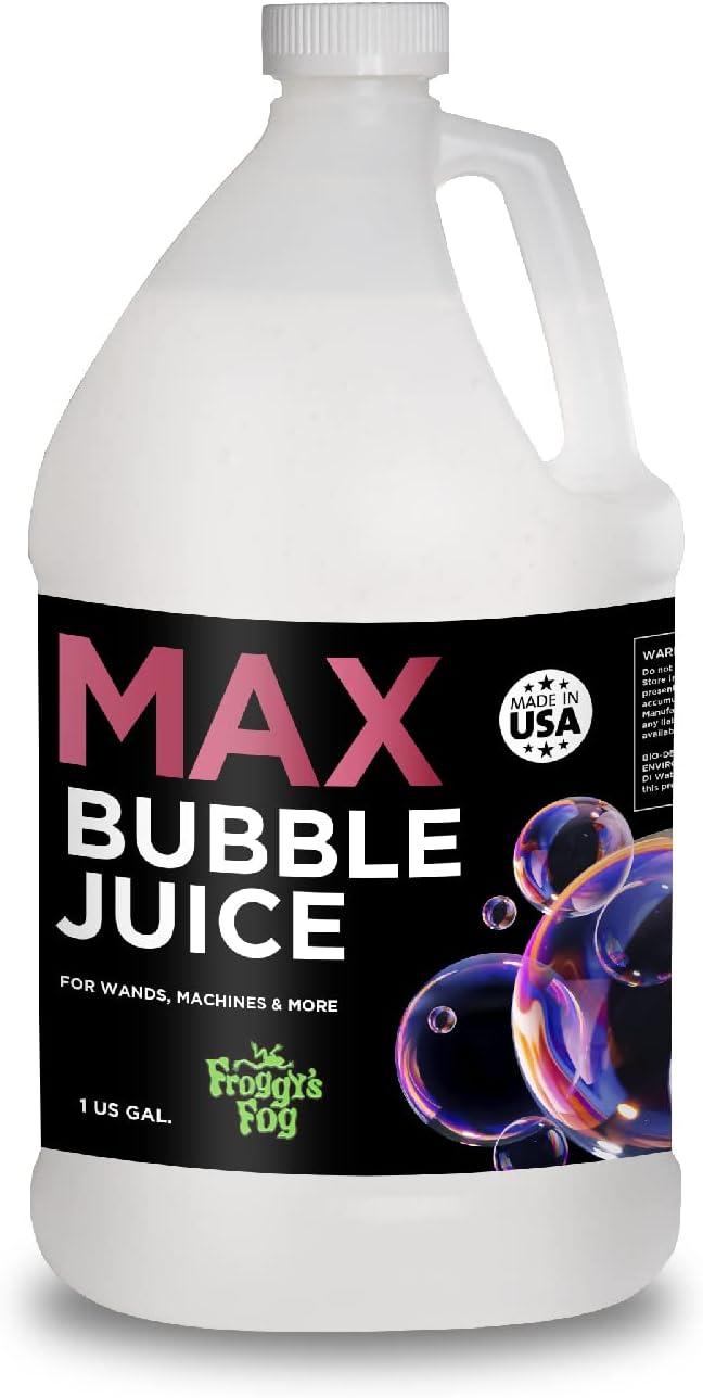 Froggy's Fog MAX Bubble Juice, Strong, Long-Lasting Bubble Solution Creates 10x Bubbles for Bubble Machines, Bubblers, and Bubble Wands, 1 Gallon