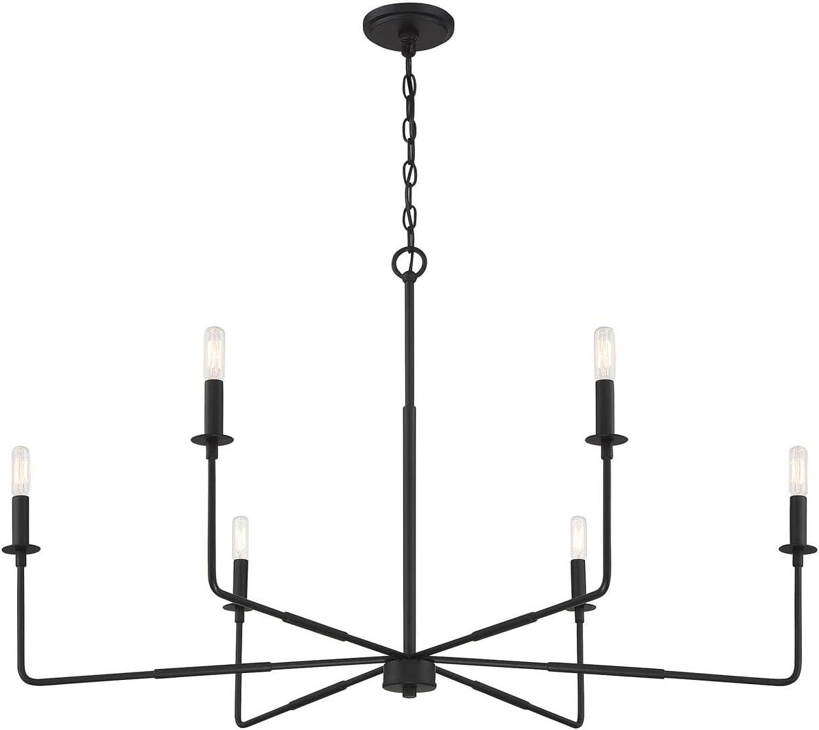 Salerno Matte Black Rustic 6-Light Chandelier (42" W x 25" H)