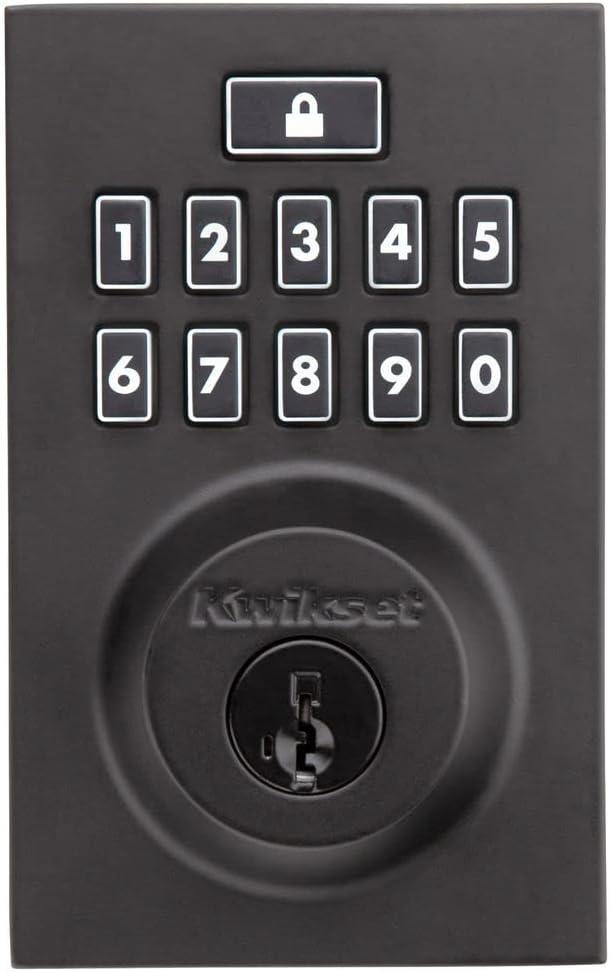 Matte Black Electronic Keypad Deadbolt with SmartKey Security