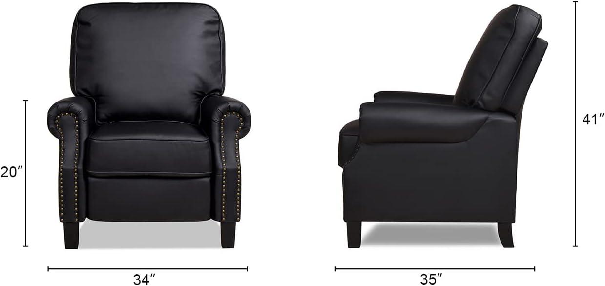 Charlie Design Auden 34" Manual Recliner Accent Chair, Ink Black Bonded Leather