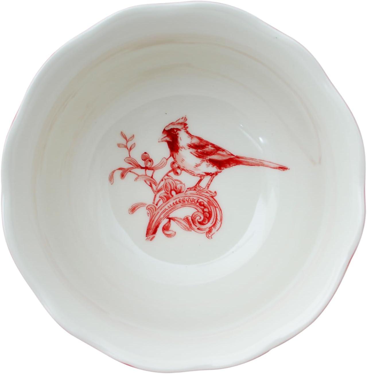 222 Fifth 222 Fifth Christmas Lane Red 16-Piece Porcelain Dinnerware Set - Service For 4, Plates, Bowls & Mugs