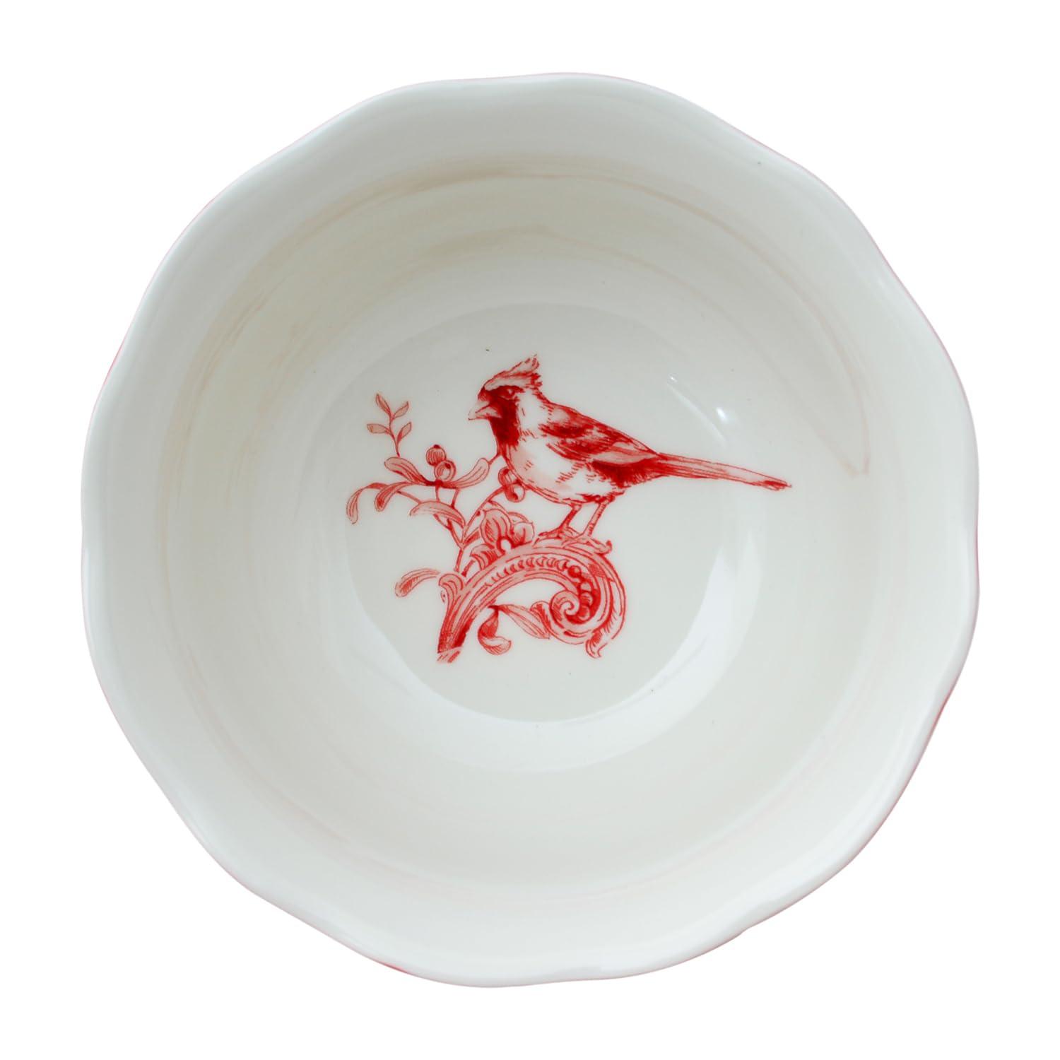 222 Fifth 222 Fifth Christmas Lane Red 16-Piece Porcelain Dinnerware Set - Service For 4, Plates, Bowls & Mugs