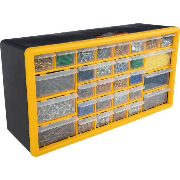 Stalwart 30-Drawer Small Part Organizer, Yellow