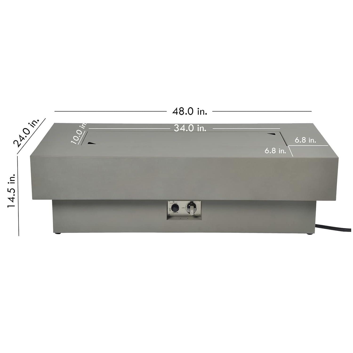 BAIDE HOME 32.5" Square Steel Low Profile Gas Fire Pit Table, 50,000 BTU Outdoor Propane Fire Pit with Lid, Glass Rocks, Cover, Pre-attached 10ft Propane Hose