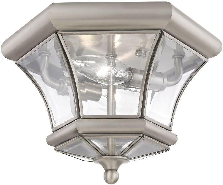 Bronze 2-Light Indoor/Outdoor Flush Mount with Clear Glass