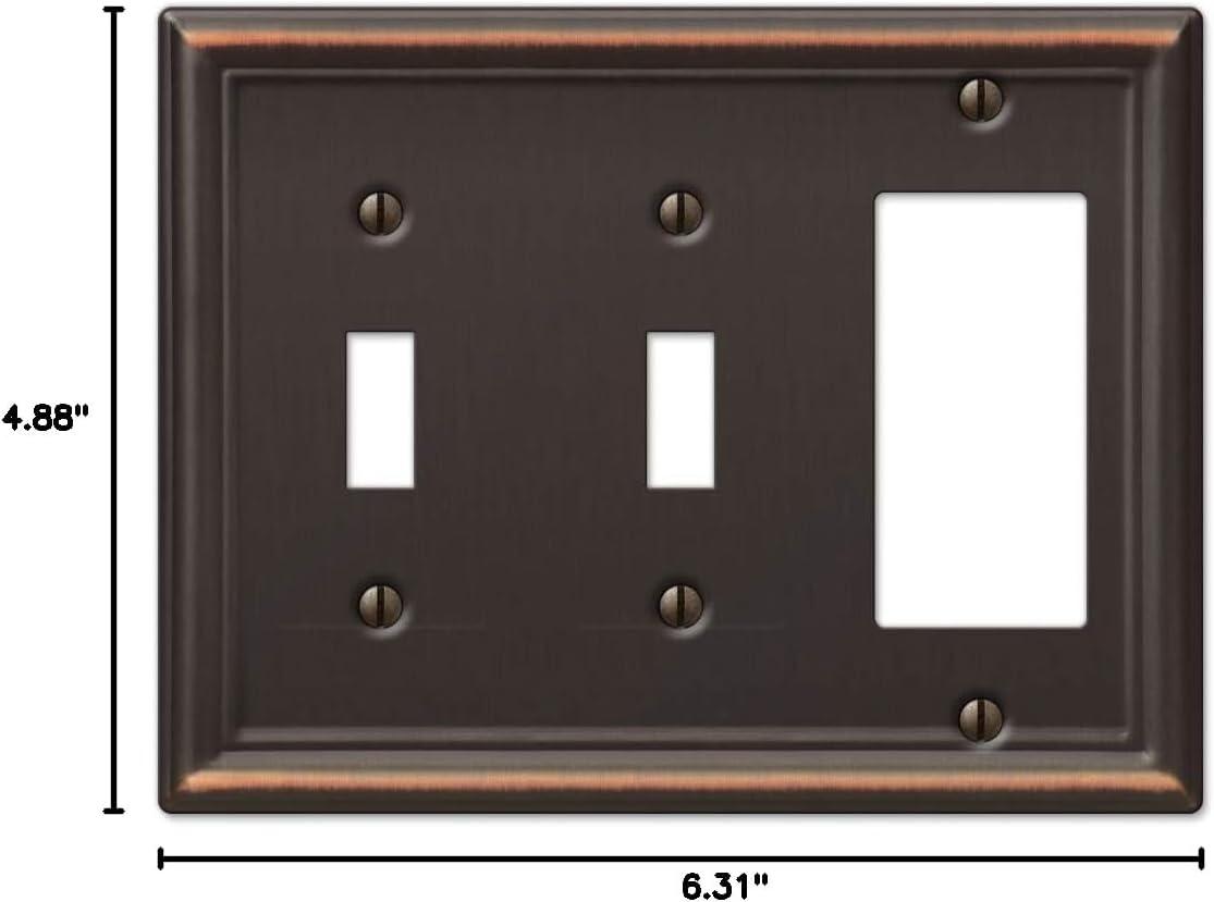 Aged Bronze 3-Gang Double Toggle Single Rocker Steel Wall Plate