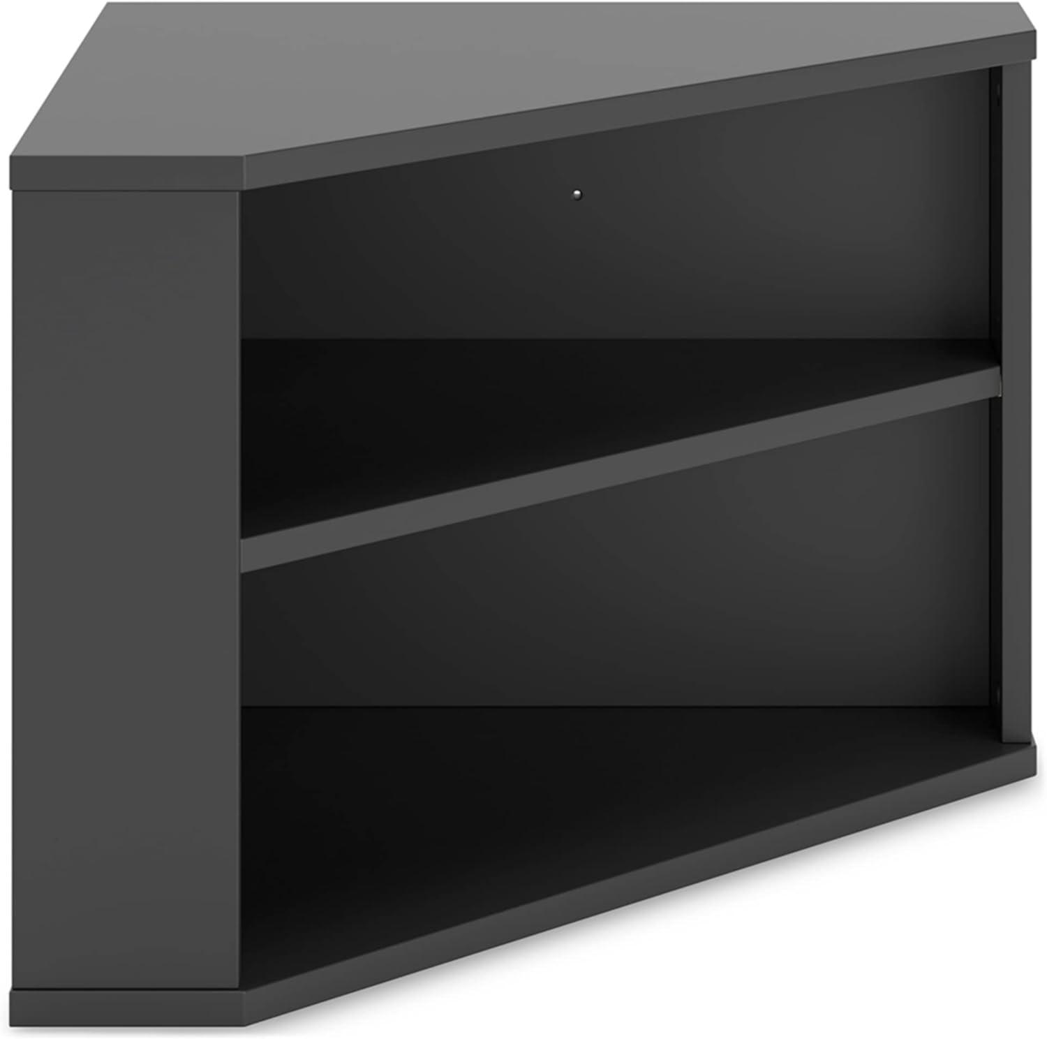 Black Adjustable Corner Bookcase with Open Shelves