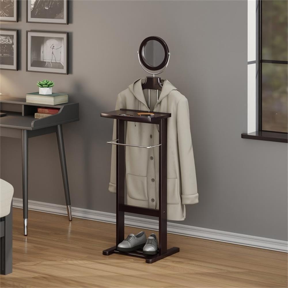 Carson Valet Stand - Dark Espresso - Winsome: Suit & Accessory Organizer, Shoe Rack, Tilt Mirror